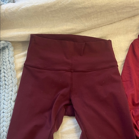 Lululemon Burgundy Dance Studio Pants regular & wonderunder leggings 3/4 length - Picture 5 of 10